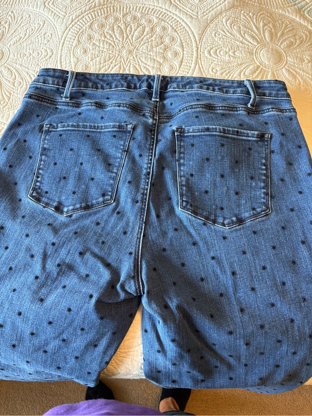 Talbots Dark Blue Dotted Straight-Leg Jeans